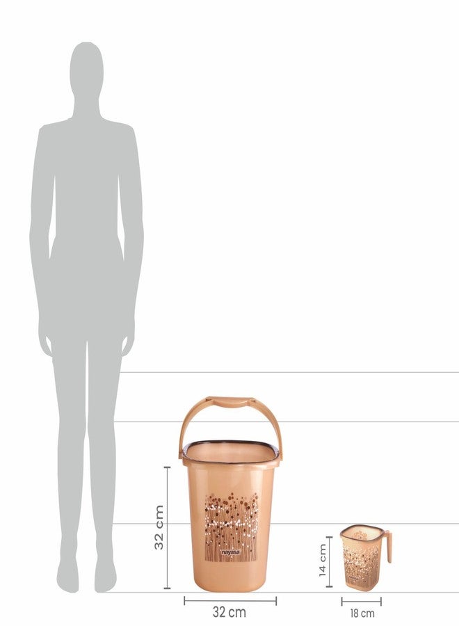 Nayasa Square Ring Funk Plastic Bucket Set for Bathroom | Bucket and Mug (18 Liters & 1.5 Liters) | Bathroom Set of 2 | Bathroom Accessories Set | Bathroom Bucket Set | Brown - Image 5